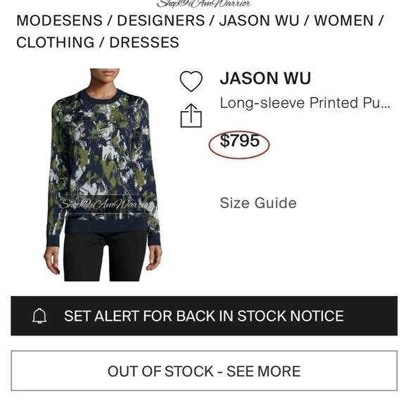 Jason Wu abstract crewneck pullover in navy, basil & chalk *shop@iamwarrior - Picture 6 of 15